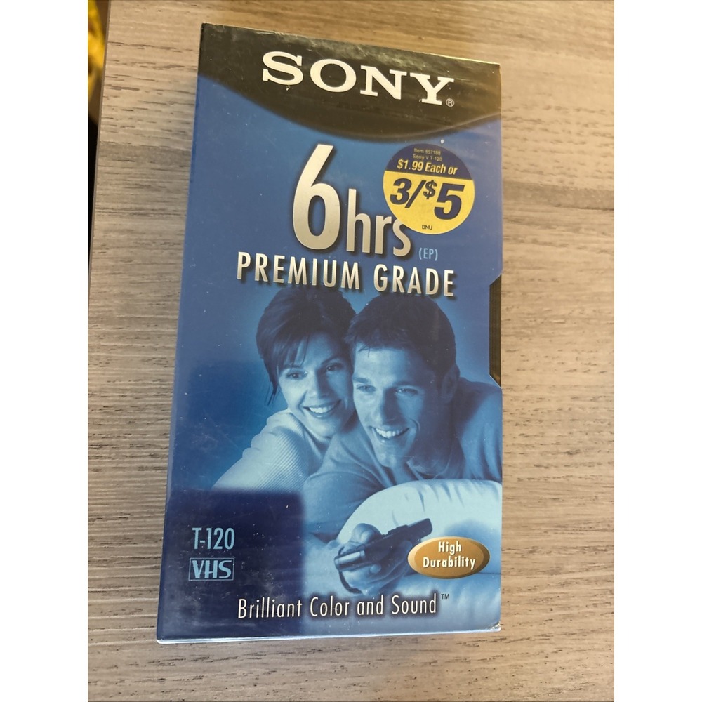 1 Sony T120VL 246m Premium Grade VHS Blank Video Cassette Tapes‎ 6hrs Sealed